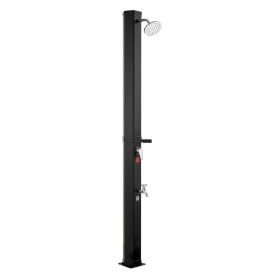 9.2 Gal Solar Heated Shower, 6.4ft Showerhead Height Outdoor Shower, with Foot Faucet & Soap Box Rack, Hot & Cold Water Adjustment