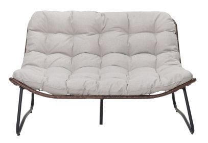 Patio Loveseat Sofa, Outdoor Wicker Loveseat with Luxury Thick Cushion, All-Weather Patio Furniture Set