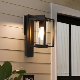Outdoor Wall Light With Motion Sensor,Dusk To Dawn Pure Aluminum Wall Mount Lamp (Option: black)